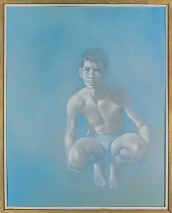 ROBERT BLISS Boy Against a Blue Background.